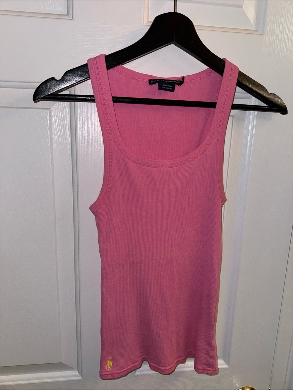 Ralph Lauren Pink Ribbed Scoop Neck Tank, Size Medium